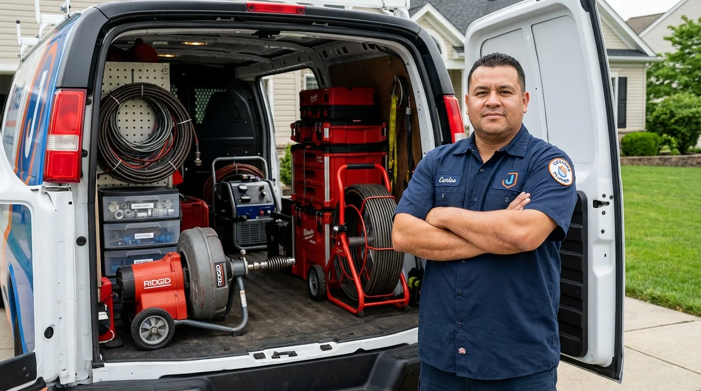Professional drain cleaning equipment and Johns Plumbing LLC plumber in Carnesville
