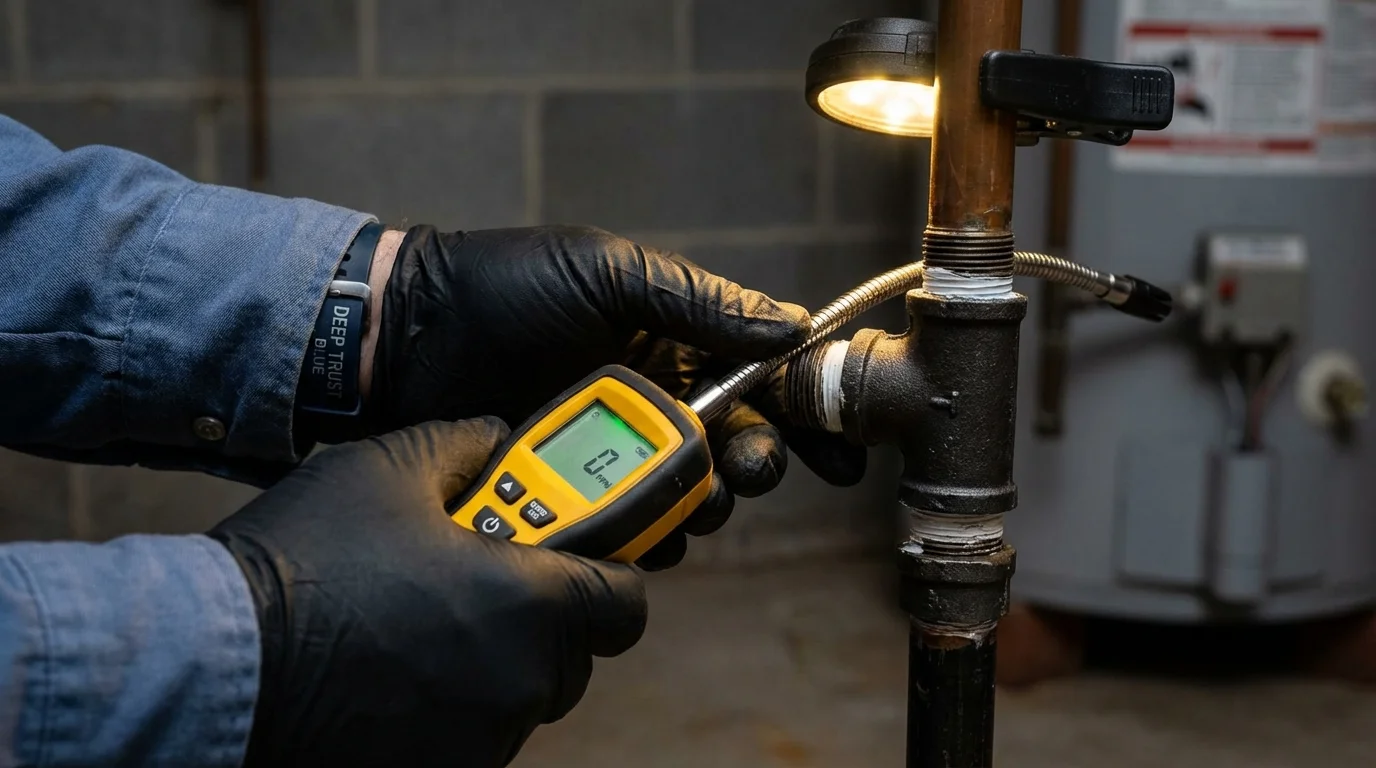 Gas leak detection with electronic sniffer by Johns Plumbing LLC in Carnesville