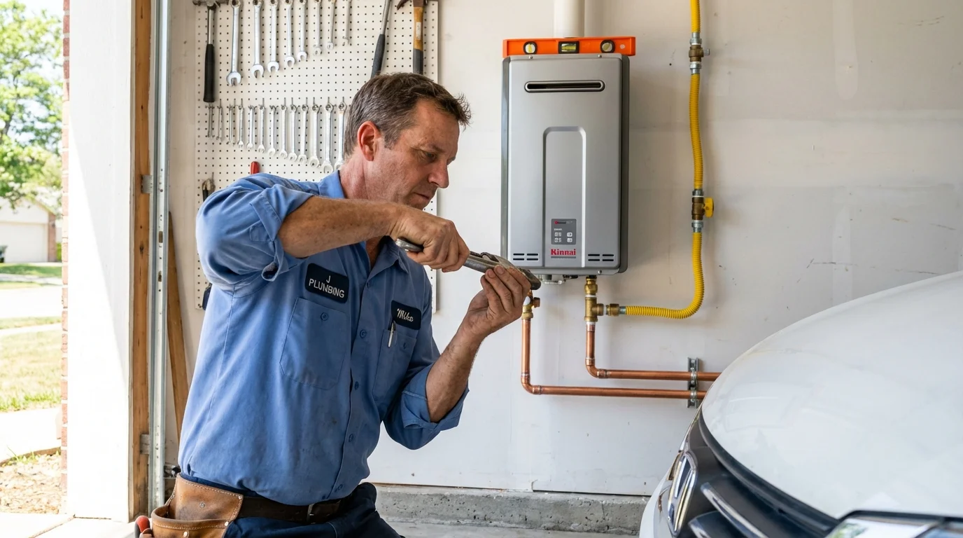 Tankless water heater installation by a Johns Plumbing LLC plumber in Carnesville